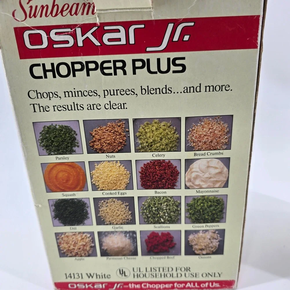 Vintage Sunbeam Oskar Jr Chopper Plus Food Processor 14131 Electric Mini White